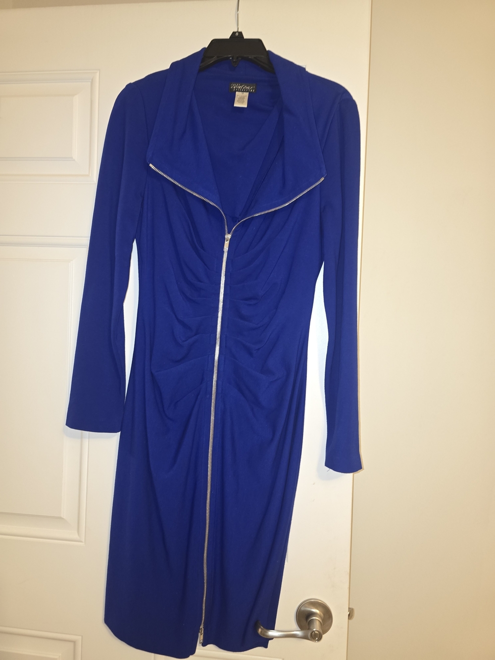 Cache Blue Ruched Zip-Front Women's Dress